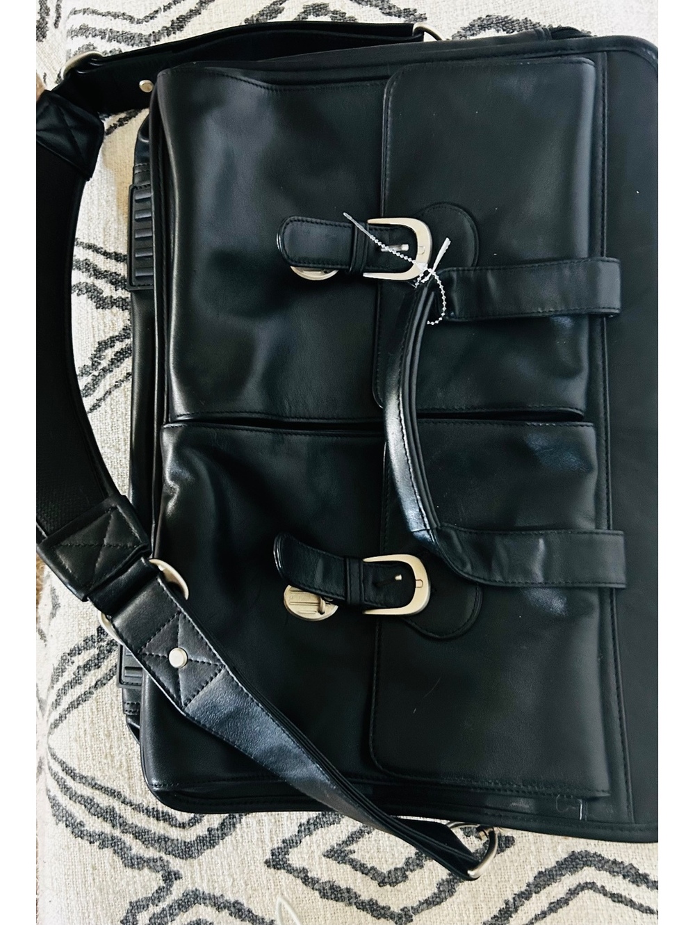 Vintage Pelle Studio Black Leather Briefcase Laptop Bag Unused